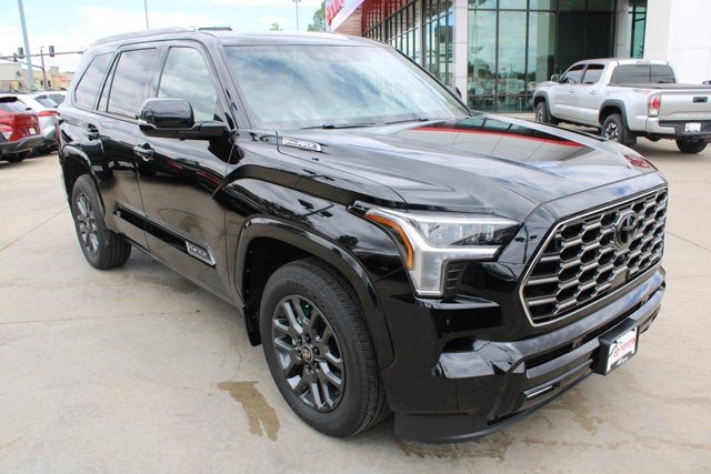 2026 Toyota Sequoia Platinum in Midnight Black Metallic — front three-quarter view