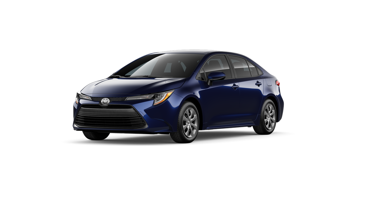 2026 Toyota Corolla LE in Blueprint — front three-quarter view
