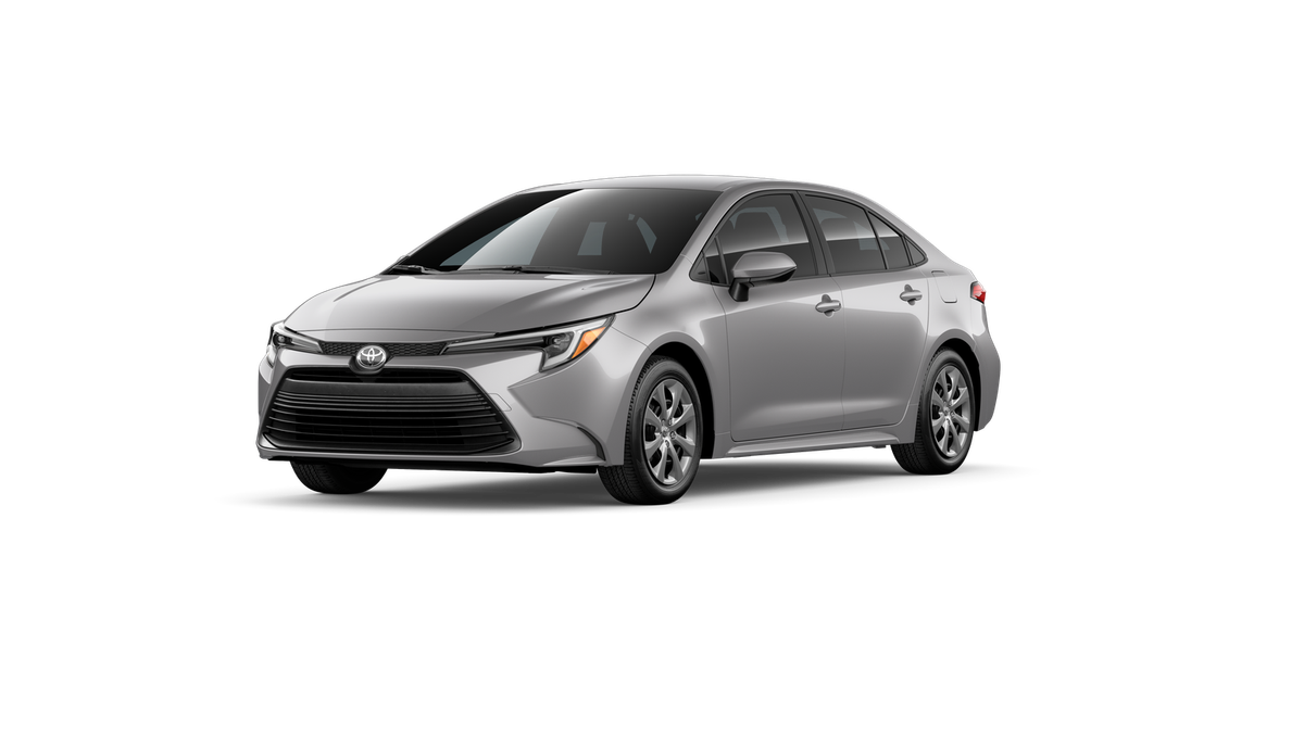 2026 Toyota Corolla Hybrid Hybrid LE in Classic Silver Metallic — front three-quarter view